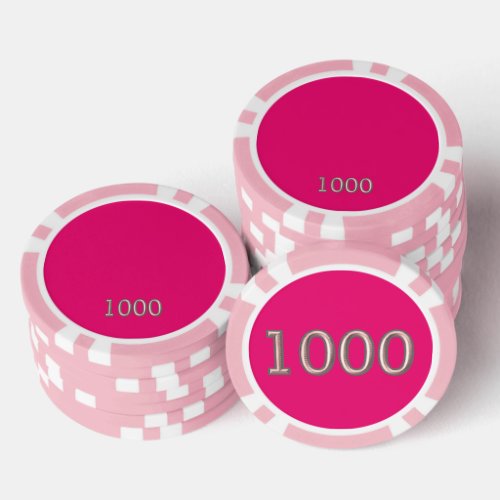 Hot Pink pink 1000 striped poker chip