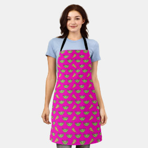Hot Pink Pizza and Taco Pattern Apron Fun Food Lov