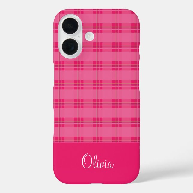 Hot Pink Plaid Case-Mate iPhone Case (Back)