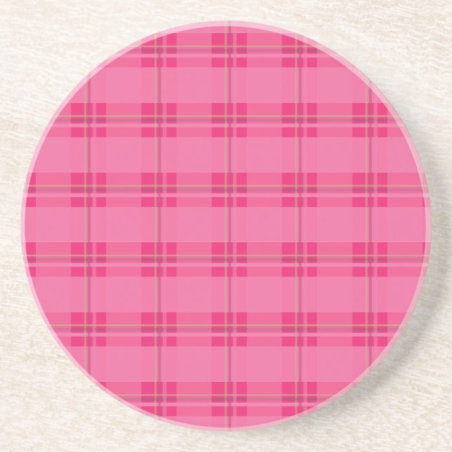 Hot Pink Plaid Coaster (Front)