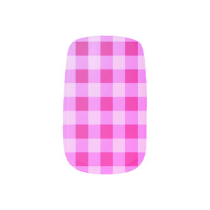 Hot Pink Plaid Gingham Girly Fun Minx Nail Art