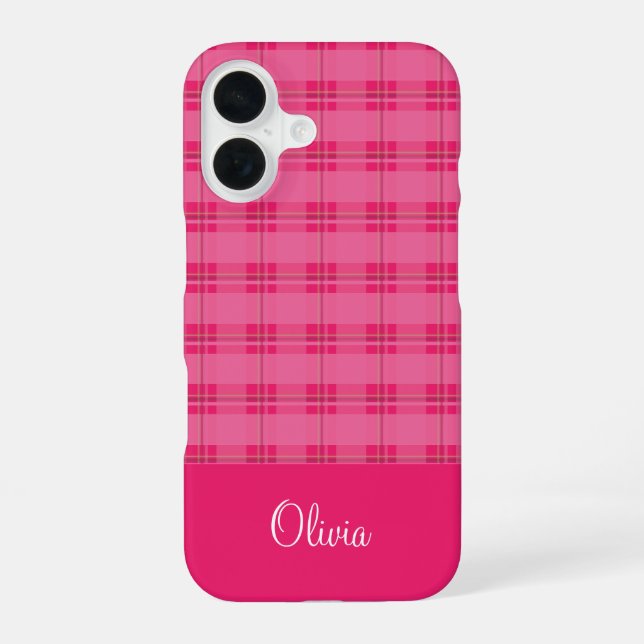 Hot Pink Plaid Iphone Case (Back)