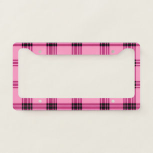 Hot Pink Plaid License Plate Frame