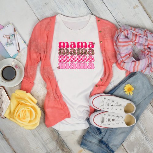 Hot Pink Plaid Mama T_Shirt