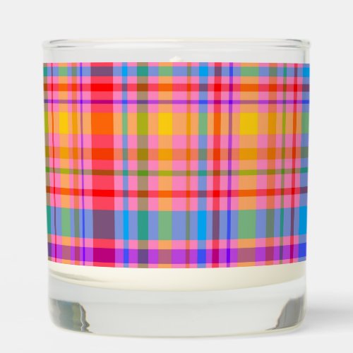 Hot Pink Plaid Pattern Scented Candle