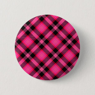 Hot Pink Plaid, Punk, Emo, or Preppy Pinback Button