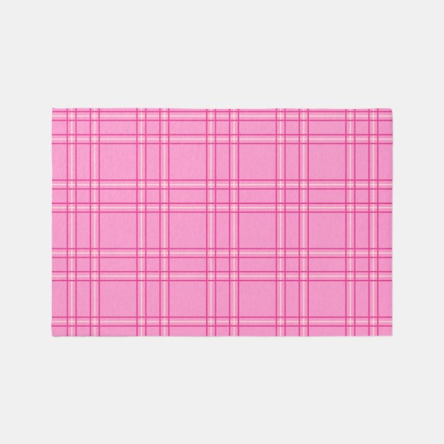 Hot Pink Plaid Tartan Rug (Front)