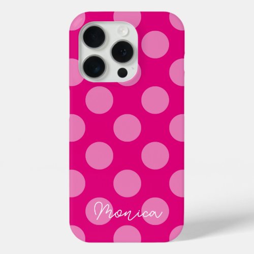 Hot Pink Polka Dot iPhone 15 Pro Case