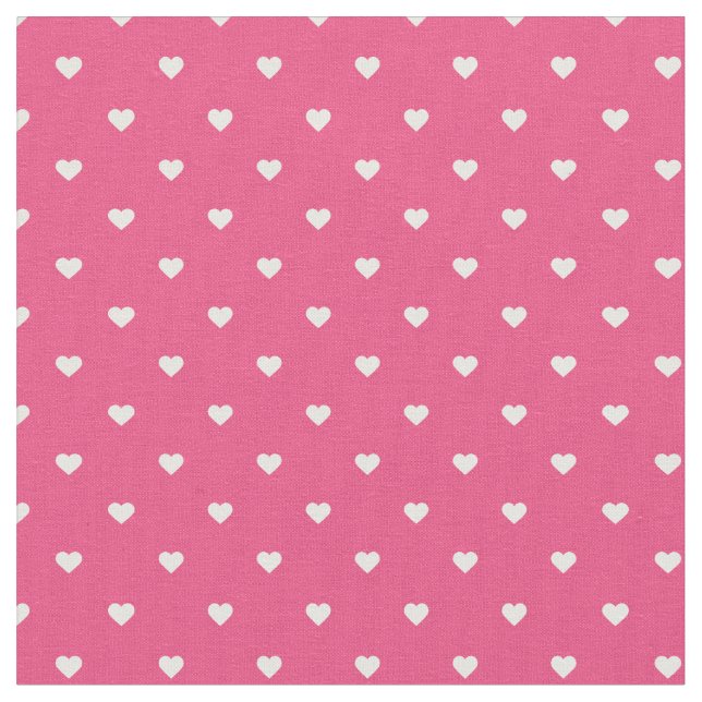 Hot Pink Polka Dot Hearts Fabric (Close Up)