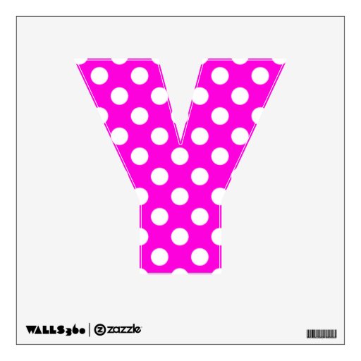 Hot Pink Polka Dot Letter Y Wall Decal | Zazzle