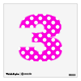 Hot Pink Polka Dot Number 3 Wall Decal
