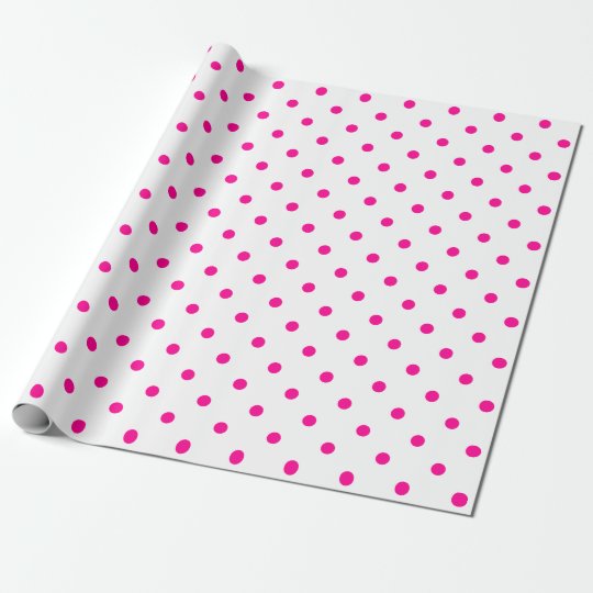 hot pink polka dots wrapping paper