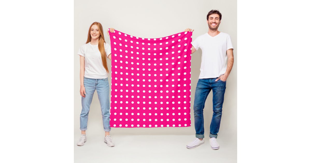 Hot Pink Polka Dot Pattern Fleece Blanket | Zazzle