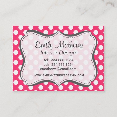 Hot Pink Polka Dots Business Card