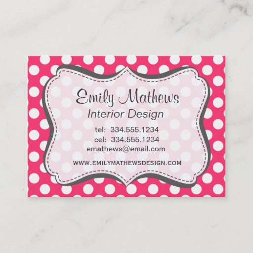 Customizable Hot Pink Polka Dots Business Card