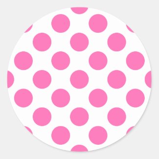 Hot Pink Polka Dots Classic Round Sticker