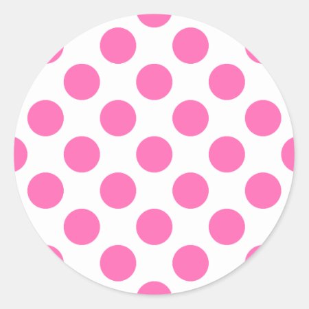 Hot Pink Polka Dots Classic Round Sticker