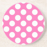 Hot Pink Polka Dots Coaster<br><div class="desc">Hot pink and white polka dot pattern.</div>