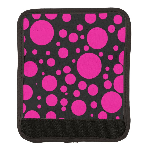 Hot Pink Polka Dots Luggage Handle Wrap (Front)