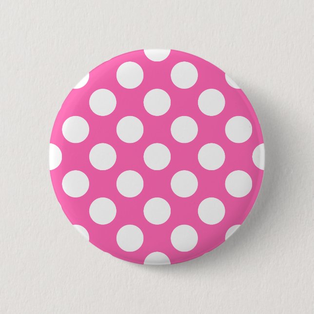 Hot Pink Polka Dots Pinback Button (Front)
