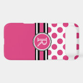Hot Pink Polkadots and Monogram Initial Case-Mate iPhone Case (Back (Horizontal))