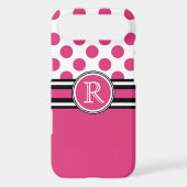 Hot Pink Polkadots and Monogram Initial Case-Mate iPhone Case (Back)
