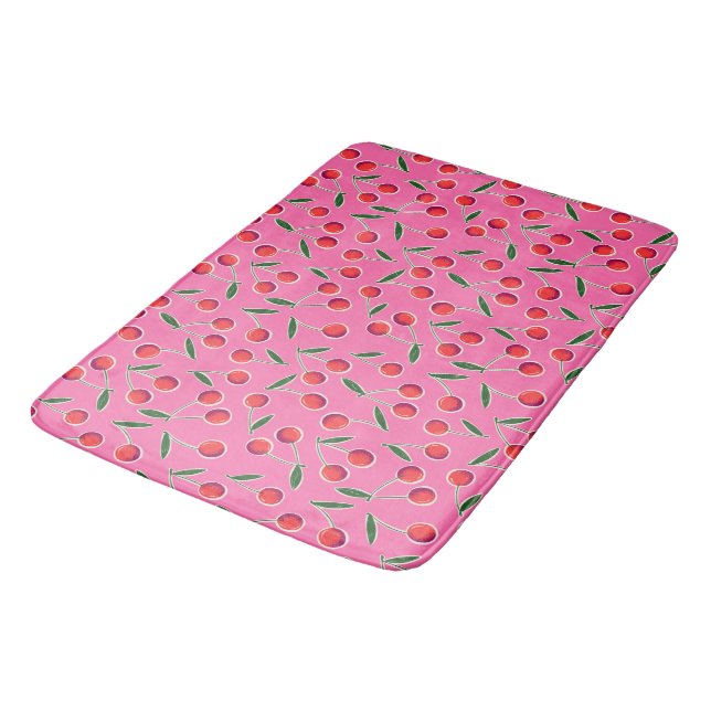 Hot Pink Pop Art Berry Cherry  Bath Mat (Angled)