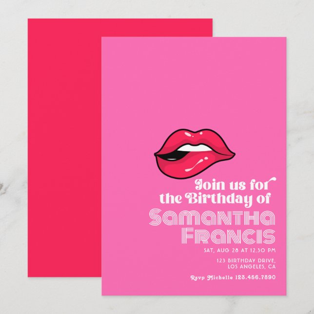 Hot-Pink Pop Art Retro Birthday  Invitation (Front/Back)