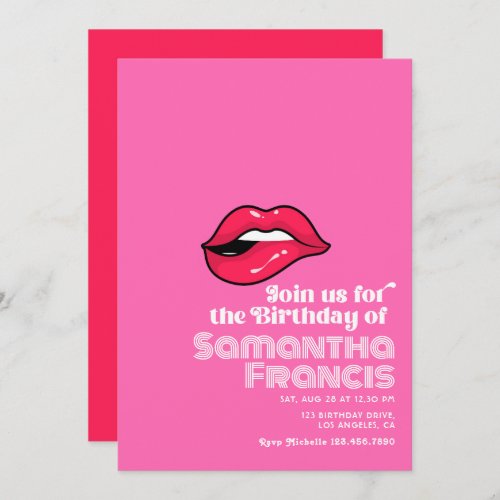 Hot_Pink Pop Art Retro Birthday  Invitation