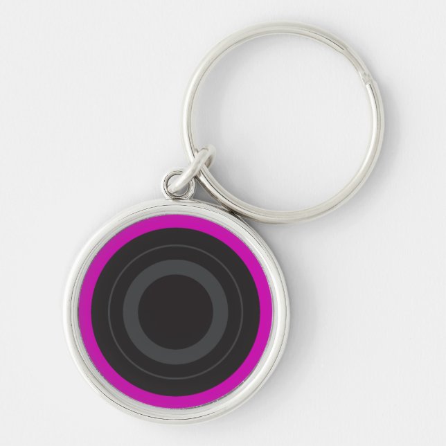 Hot Pink Pop Art Roller Derby Wheel Keychain (Front)