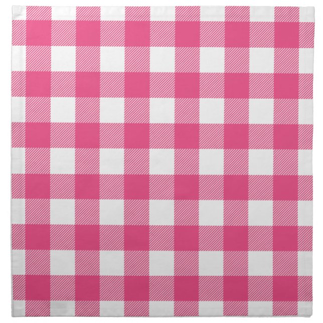 Hot Pink Preppy Buffalo Check Plaid Cloth Napkin (Front)
