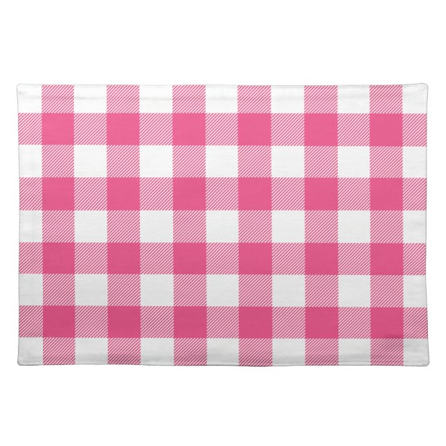 Hot Pink Preppy Buffalo Check Plaid Placemat (Front)
