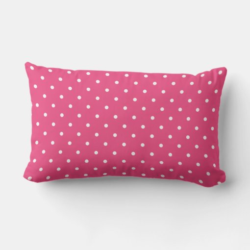 Hot Pink Preppy Ribbon Dots Custom Monogram Lumbar Pillow | Zazzle