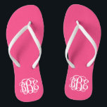 Hot Pink Preppy Script Monogram Flip Flops<br><div class="desc">PLEASE CONTACT ME BEFORE ORDERING WITH YOUR MONOGRAM INITIALS IN THIS ORDER: FIRST, LAST, MIDDLE. I will customize your monogram and email you the link to order. Please wait to purchase until after I have sent you the link with your customized design. Cute preppy flip flip sandals personalized with a...</div>