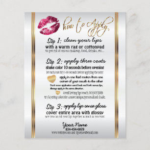 Hot Pink Pretty Glitter Lip Instructions Flyer