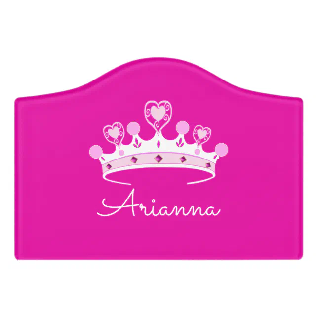 Hot Pink Princess Crown Custom Personalized Door Sign | Zazzle