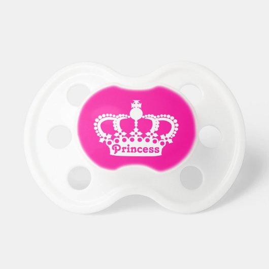Hot pink princess crown pacifier (Front)