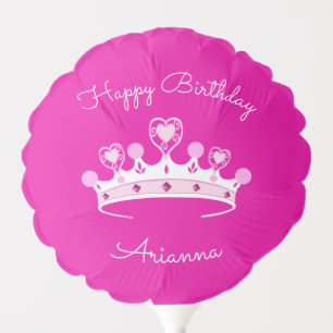 Hot Pink Princess Crown Personalized Custom Color Balloon