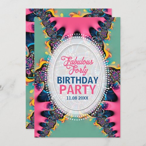 Hot Pink Princess Fabulous Forty Birthday Party Invitation