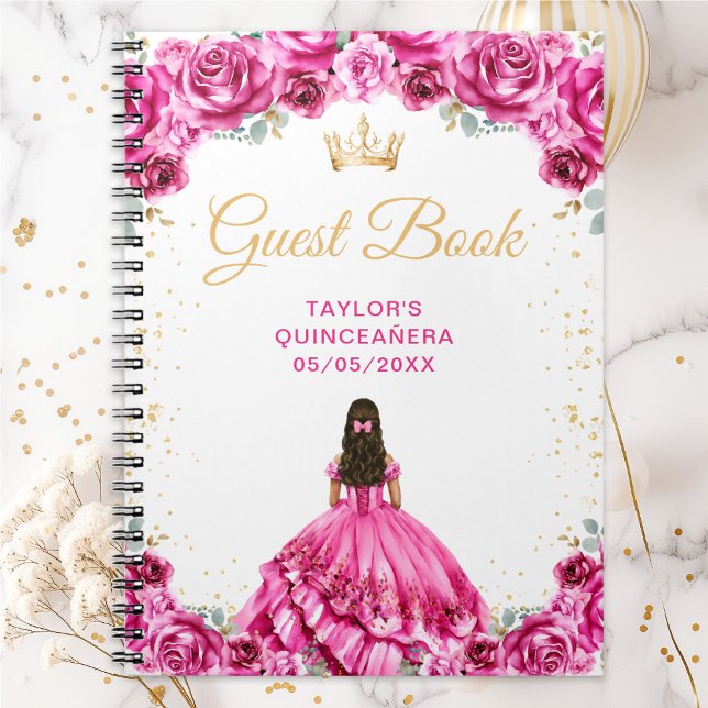 Hot Pink Princess Quinceañera Guest Book (Creator Uploaded)