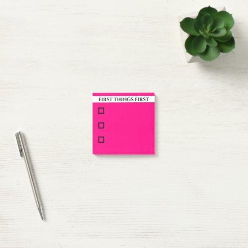 Hot Pink Priorities Customizable Checklist  Post_it Notes