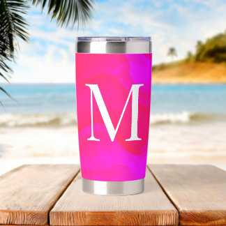 Hot Pink Psychedelic Marble Preppy Custom Initial Insulated Tumbler