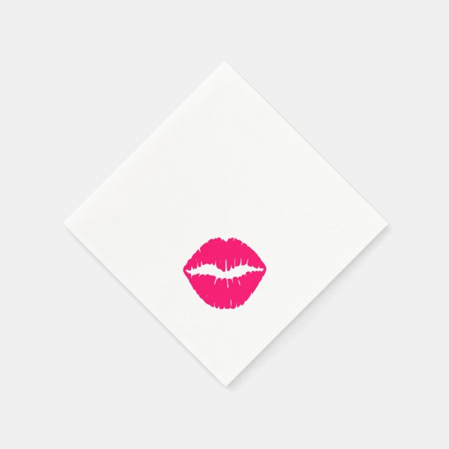 Hot Pink Puckered Lipstick Stain Napkins (Corner)