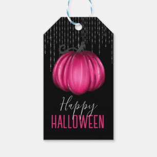 Hot Pink Pumpkin Happy Halloween  Gift Tags