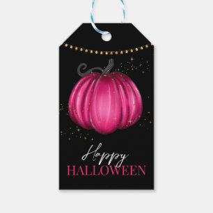 Hot Pink Pumpkin Happy Halloween  Gift Tags