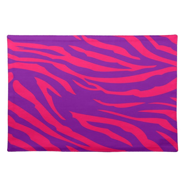 Hot Pink Purpl Zebra Print Animal Pattern Placemat (Front)