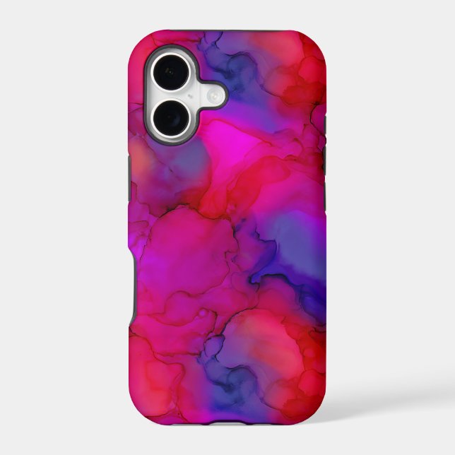 Hot Pink Purple Blue Alcohol Ink Abstract Case-Mate iPhone Case (Back)