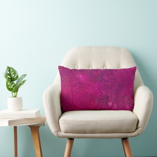 Hot Pink Purple Bohemian Batik Pattern Design Lumbar Pillow