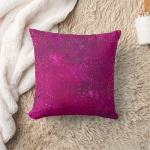 Hot Pink Purple Bohemian Batik Pattern Design Throw Pillow