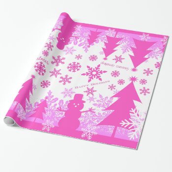 Hot Pink Purple Christmas Winter Wrapping Paper by UniqueChristmasGifts at Zazzle